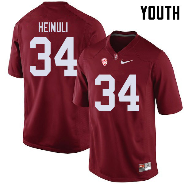 Youth #34 Houston Heimuli Stanford Cardinal College Football Jerseys Sale-Cardinal
